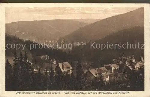 Baerenfels Erzgebirge Blick vom Spitzberg auf das Weisseritztal und Kipsdorf Kat. Altenberg