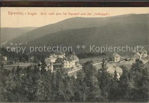 Baerenfels Erzgebirge Blick nach dem Tal Kipsdorf und der Tellkoppe Kat. Altenberg