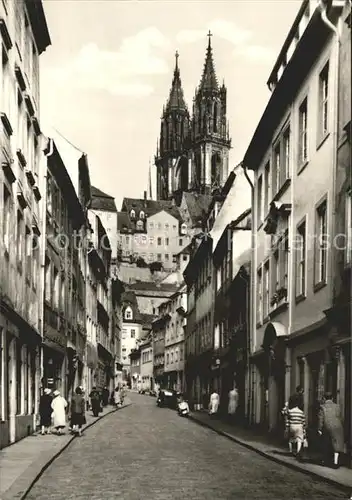 Meissen Elbe Sachsen Burgstrasse mit Burg und Dom Kat. Meissen