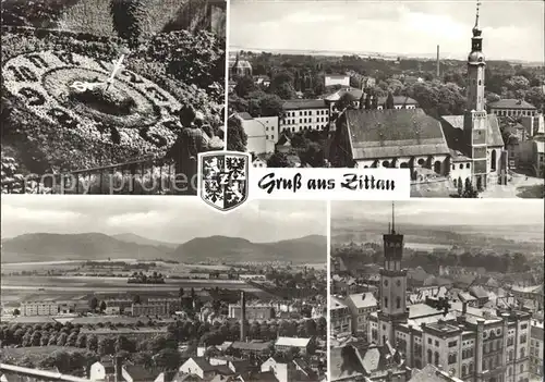 Zittau Blumenuhr Klosterkirche Rathaus Kat. Zittau