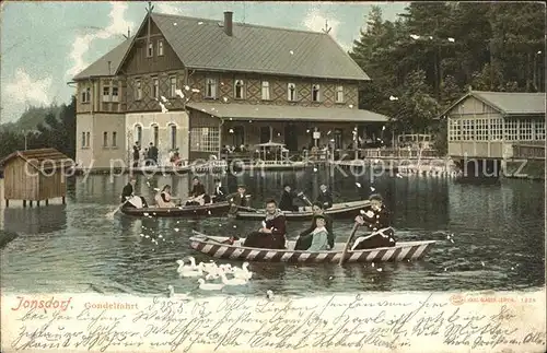 Jonsdorf Kurhaus Gondelfahrt Teich Ruderboot Kat. Kurort Jonsdorf