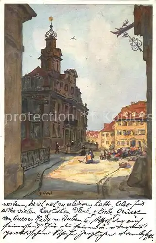 Schwaebisch Hall Rathaus mit Marktplatz Kuenstlerkarte Kat. Schwaebisch Hall