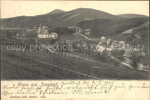 Jonsdorf Ortsansicht mit Kirche Zittauer Gebirge Kat. Kurort Jonsdorf