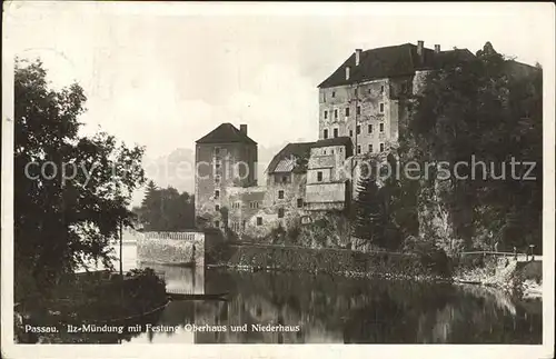 Passau Ilz Muendung mit Festung Ober  und Niederhaus Kat. Passau