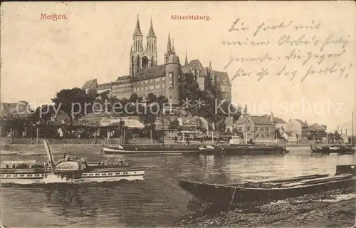 Meissen Elbe Sachsen Albrechtsburg  mit Dampfer Meissen Kat. Meissen