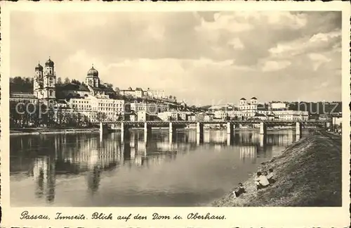 Passau Innseite Blick auf Dom und Veste Oberhaus Kat. Passau