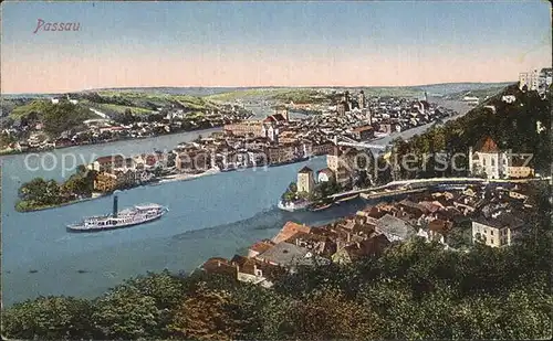 Passau Panorama Dreifluessestadt Kat. Passau