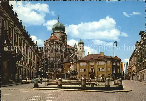 Passau Residenzplatz Brunnen Dom Kat. Passau