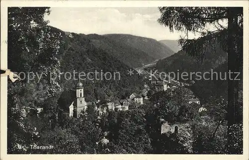 Tharandt Panorama Blick ins Tal Ruine Kirche Kat. Tharandt