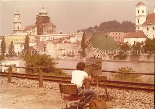 Passau Partie am Inn Blick zum Dom Maler Kat. Passau