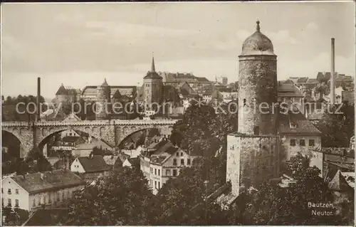 Bautzen Neutor Turm Kronprinzenbruecke Altstadt Alte Wasserkunst Kirche Trinks Postkarte Kat. Bautzen