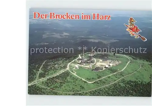 Brocken Brockenhaus Wetterwarte Fliegeraufnahme Kat. Wernigerode