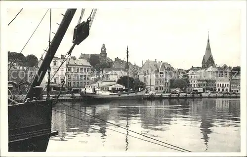 Flensburg Hafen Gymnasium und Marienkirche Kat. Flensburg