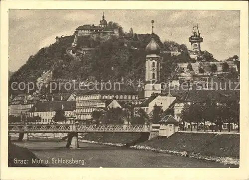 Graz Steiermark Mur und Schlossberg Kat. Graz