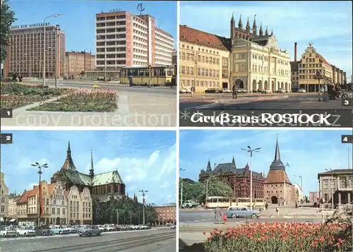 Rostock Mecklenburg Vorpommern Interhotel Warnow Haus der Schiffahrt Ernst Thaelmann Platz Marienkirche Kat. Rostock