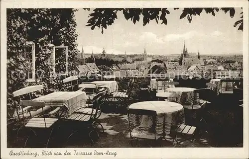 Quedlinburg Blick von der Terrasse Dom Krug Kat. Quedlinburg