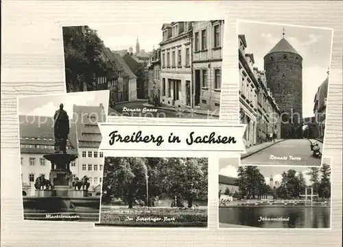 Freiberg Sachsen Donats Gasse Johannisbad Scheringer Park Marktbrunnen  Kat. Freiberg