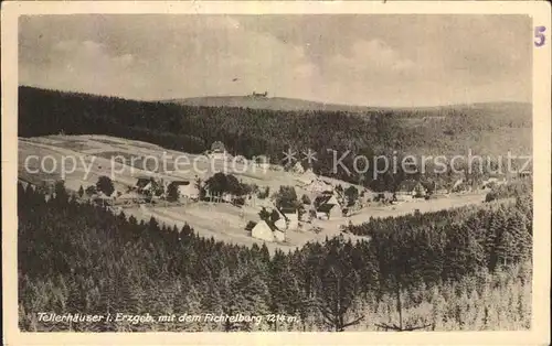 Tellerhaeuser mit dem Fichtelberg Kat. Breitenbrunn Erzgebirge