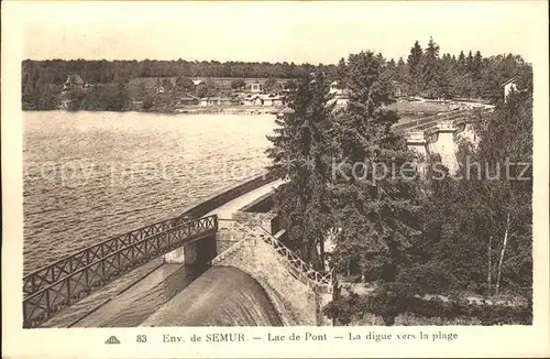 Semur en Auxois Lac de Pont La digue vers la plage Kat. Semur en Auxois