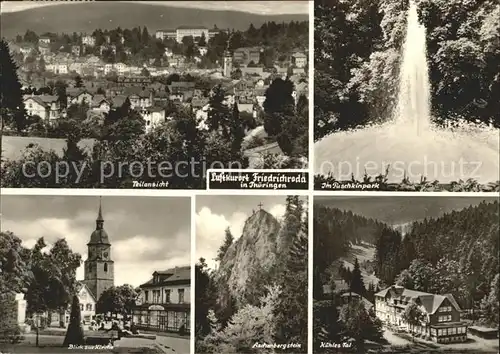 Friedrichroda Telansicht Puschkinpark Wasserfall Kirche Aschenbergstein Kuehles Tal Kat. Friedrichroda