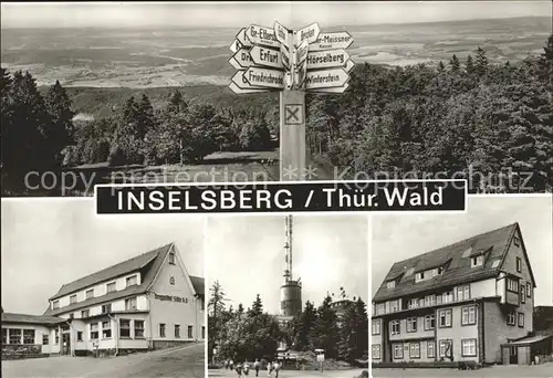 Inselsberg Schmalkalden Panorama Wegweiser Berghotel Sendeanlage Kat. Schmalkalden