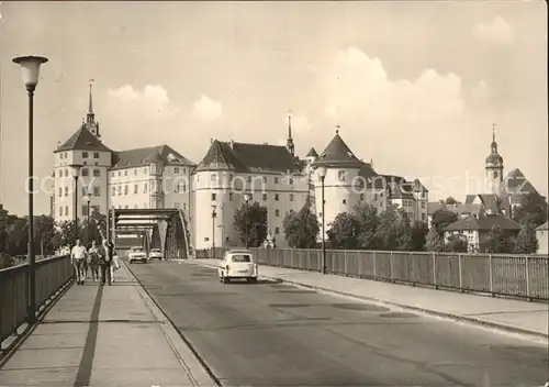 Torgau Schloss Hartenfels mit Elbbruecke Kat. Torgau