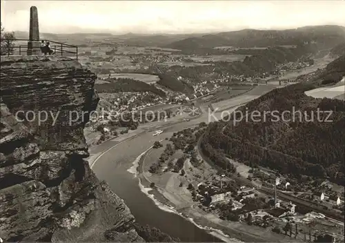 Bad Schandau Blick vom Lilienstein mit Elbe Kat. Bad Schandau