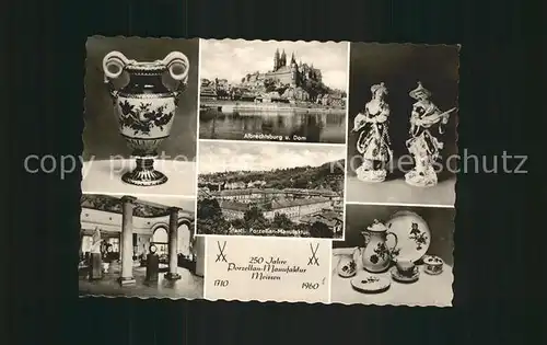 Meissen Elbe Sachsen 250 Jahre Porzellan Manufaktur Vase 19. Jhdt. Malabaren Service Albrechtsburg Dom Kat. Meissen