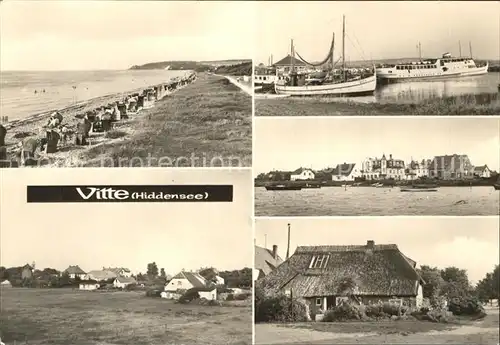 Vitte Strand Hafen Fischkutter Faehre Hotels Reetdachhaus Kat. Insel Hiddensee