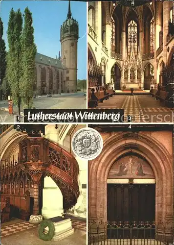 Wittenberg Lutherstadt Schlosskirche Thesentuer Luthers Grab Kat. Wittenberg