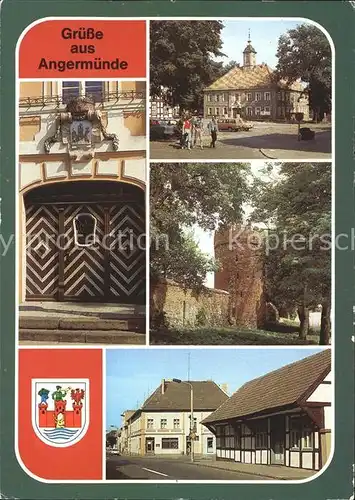 Angermuende Rathaus Portal Pulverturm Stadtmauer Rosenstrasse Kat. Angermuende