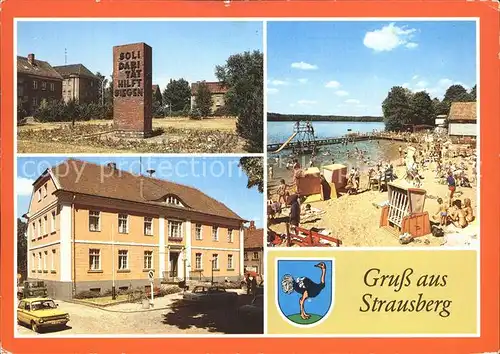 Strausberg Brandenburg Platz der Solidaritaet Denkmal Rathaus Freibad Kat. Strausberg