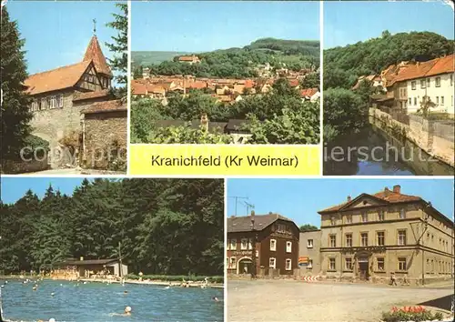 Kranichfeld Niederburg Teilansicht Oberschloss Schwimmbad Markt Kat. Kranichfeld