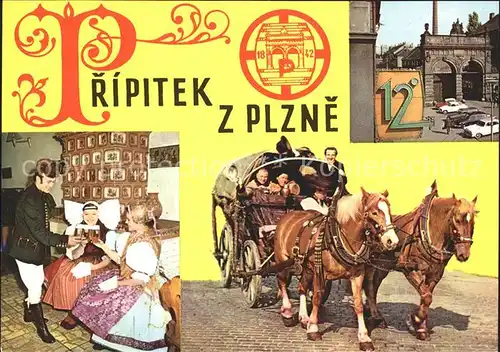 Plzen Pilsen Trinkspruch Pferdewagen Bier Kat. Plzen Pilsen