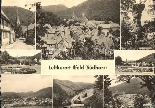 Ilfeld Suedharz Obertor Kurpark Brandesbachtal Kuranlagen Gaenseschnabel Felsen Ortsansicht Kirche Kat. Ilfeld Suedharz