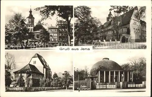 Jena Marktplatz Rathaus Universitaet Schillerkirche Zeiss Planetarium Kat. Jena