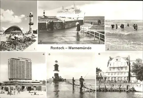 Warnemuende Ostseebad Konsum Gaststaette Teepott Leuchtturm Strandpromenade Faehrschiff Interhotel Neptun Mole Cafe Bar Atlantic Kat. Rostock