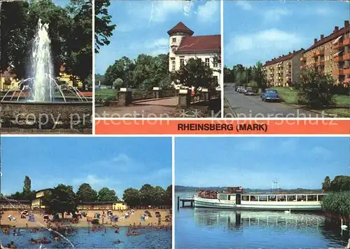 Rheinsberg Springbrunnen Platz der Befreiung Schloss jetzt Sanatorium Joliot Curie Strasse Freibad Grienericksee Anlegestelle Weisse Flotte Kat. Rheinsberg