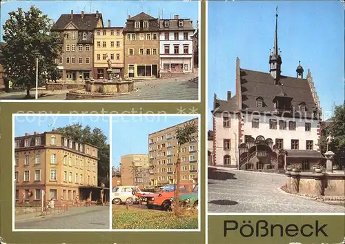 Poessneck Markt Mauritiusbrunnen HO Hotel Posthirsch Neubauviertel Rathaus Kat. Poessneck