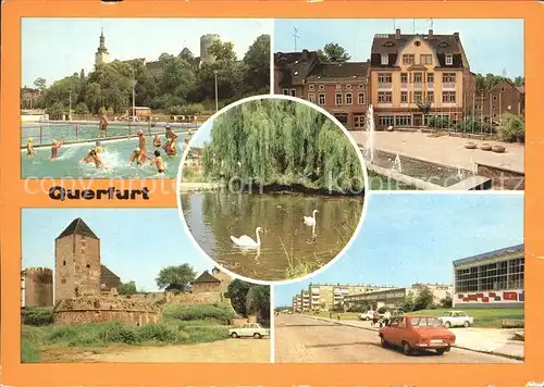 Querfurt Schwimmbad Am Dreieck Burg Talgartenteich Schwaene Kat. Querfurt