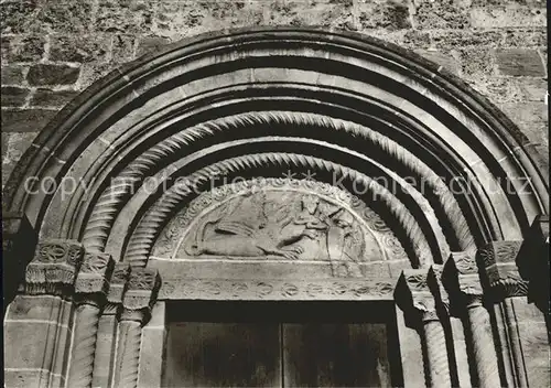 Altenstadt Oberbayern Tympanon des Westportals mit Drachenkampf Basilika St Michael / Altenstadt /Weilheim-Schongau LKR