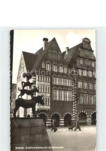 Bremen Stadtmusikanten mit Buergerstuben Kat. Bremen