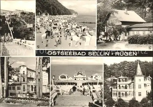 Sellin Ruegen Strand Treppe Fahrstuhl Krankenhaus Kurhaus Seebruecke Muetterheim Kat. Sellin Ostseebad