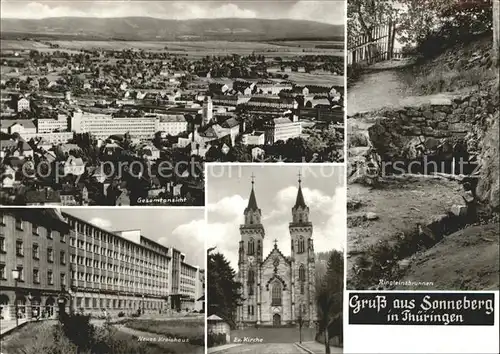 Sonneberg Thueringen Total Neues Kreishaus Ev Kirche Ringleinsbrunnen Kat. Sonneberg