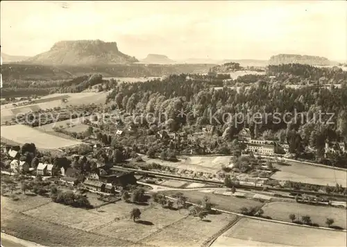 Rathen Saechsische Schweiz mit Lilienstein Koenigstein und Pfaffenstein Kat. Rathen Sachsen