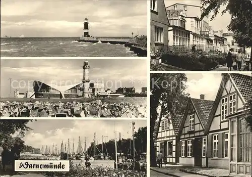 Warnemuende Ostseebad Leuchtturm Gaststaette Teepott Alter Strom Strassenpartie Kat. Rostock