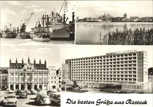 Rostock Mecklenburg Vorpommern Hafenpartie Skyline Rathaus Interhotel Warnow Kat. Rostock