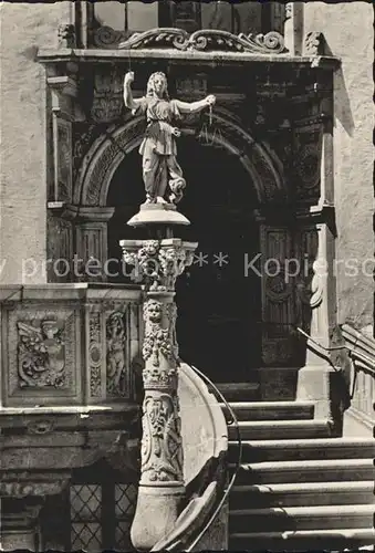 Goerlitz Sachsen Rathaustreppe Verkuendungskanzel Justitiasaeule Kat. Goerlitz