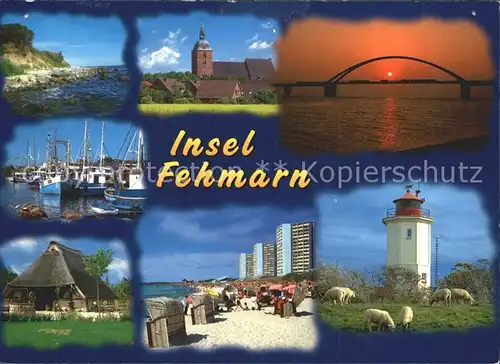 Fehmarn Turm Huette Strand Kirche Bruecke  Kat. Fehmarn