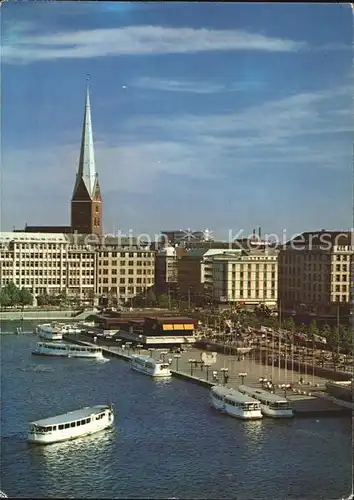 Hamburg Binnenalster Jungfernstieg Anleger St. Petrikirche Kat. Hamburg